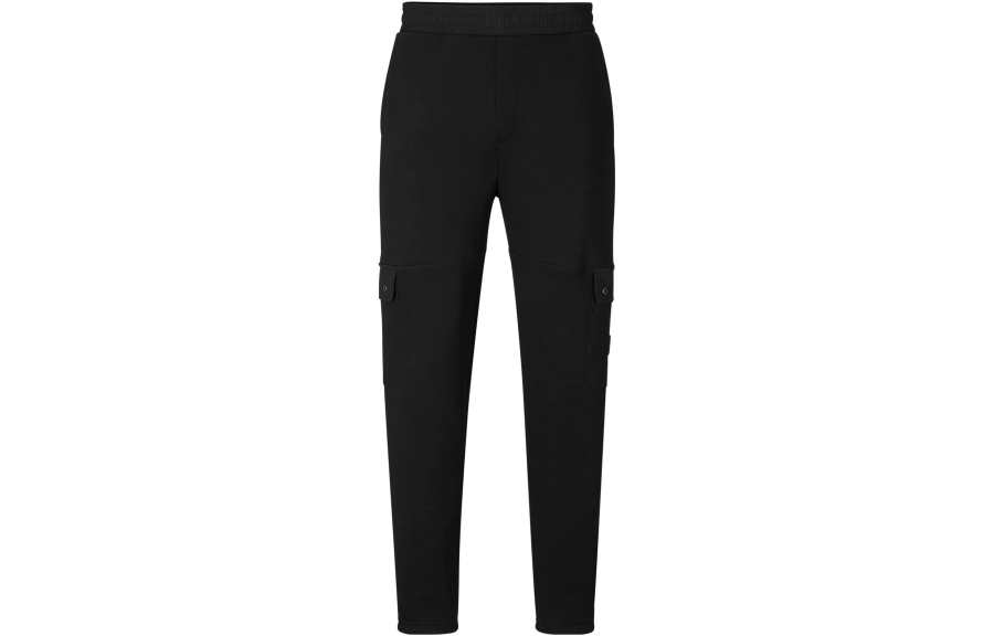 HUGO BOSS Knitted Sweatpants Men's Black Moderate Straight Fit Pants