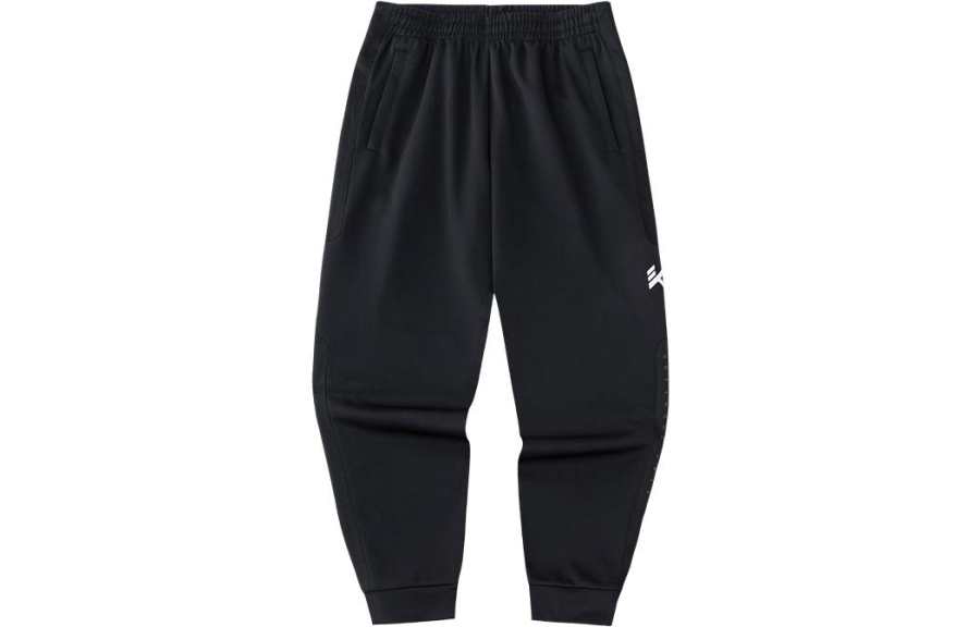 ANTA Basketball Collection Knitted Sweatpants Men's Black Moderate Cuffed Pants