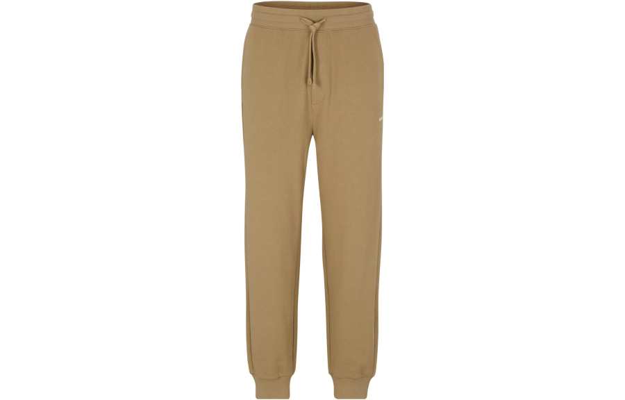 HUGO BOSS Knitted Sweatpants Men's Beige Moderate Cuffed Pants