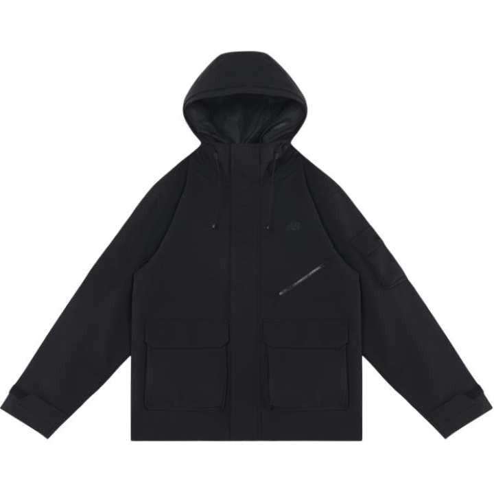 New Balance New Balance SS25 Clean Solid Color Minimalist Style Large Pocket Practical Hooded Jacket Men's Black