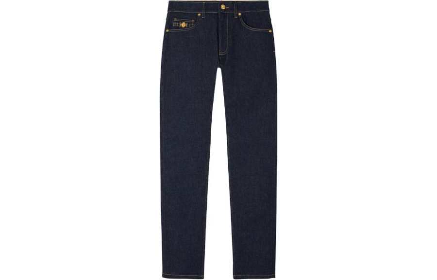 VERSACE VERSACE Logo Patch Straight-Leg Jeans