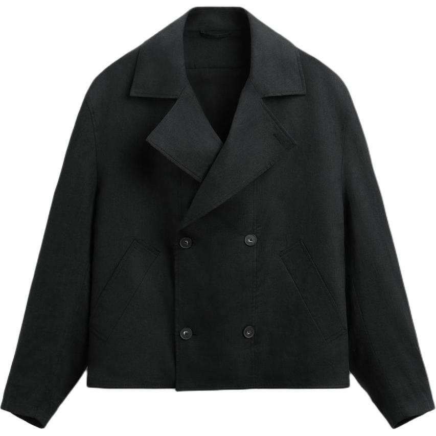 ZARA Trench Coats Men's Black Lapel Moderate Other