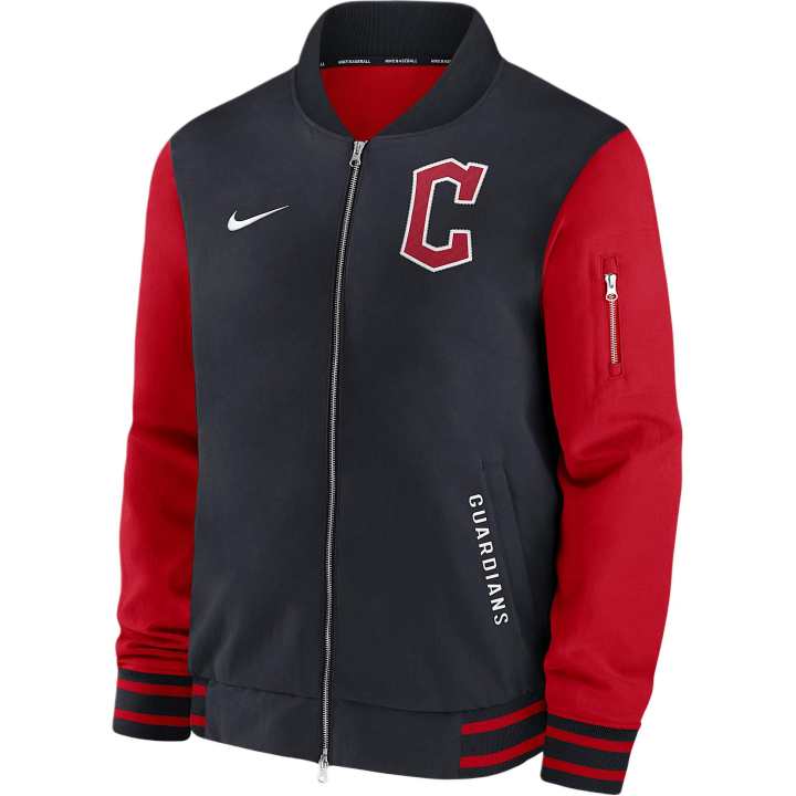 Nike Nike Cleveland Guardians Authentic Collection Dugout Men's Nike Mlb Full-Zip Bomber Jacket