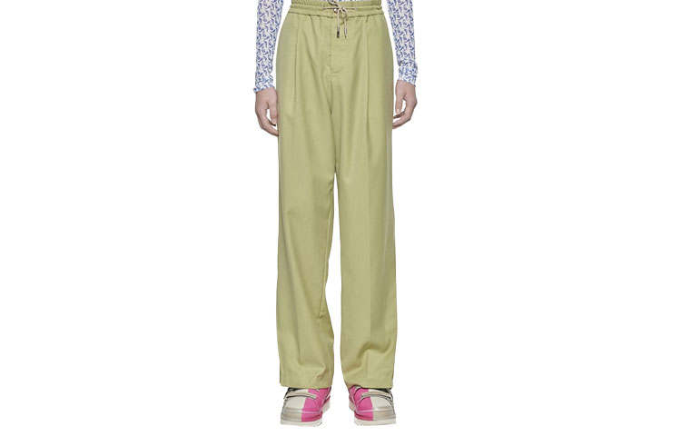 Feng Chen Wang Casual Pants Men's Green Moderate Straight Fit Pants