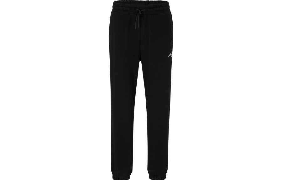 HUGO BOSS Knitted Sweatpants Men's Black Moderate Cuffed Pants