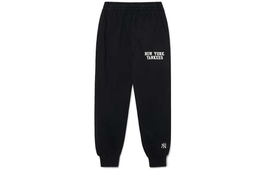 MLB New York Yankees Knitted Sweatpants Unisex Black Moderate Cuffed Pants
