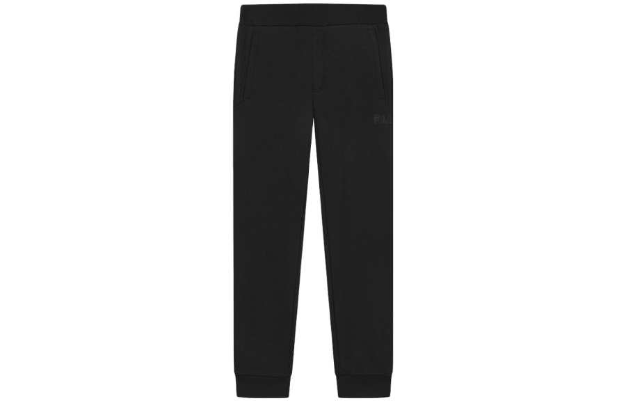 FILA Knitted Sweatpants Men's Jet Black Moderate Cuffed Pants