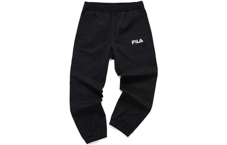 FILA FUSION Knitted Sweatpants Men's Black Moderate Cuffed Pants
