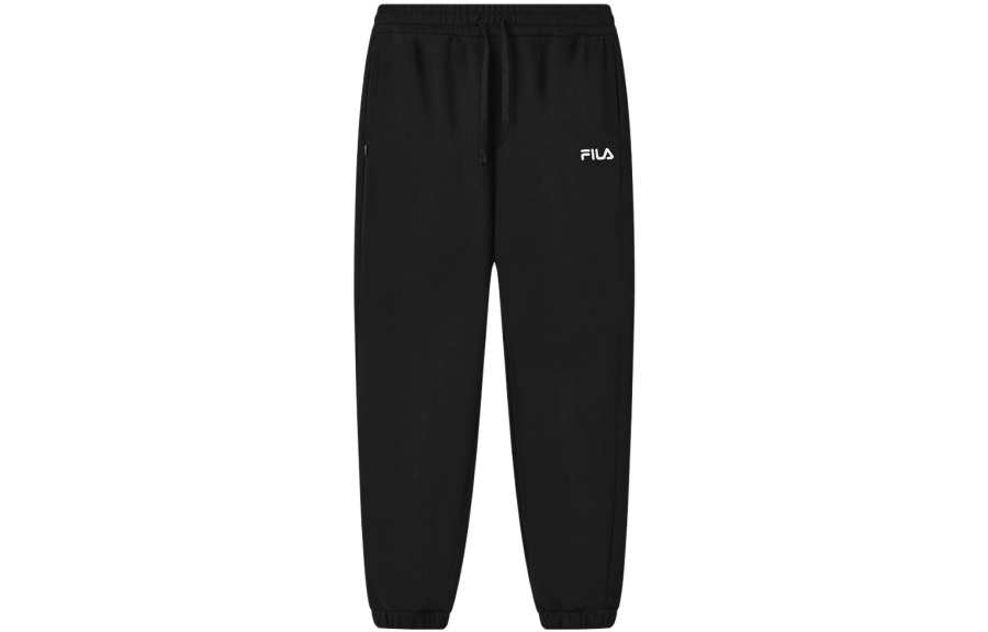 FILA Knitted Sweatpants Men's Jet Black Moderate Cuffed Pants