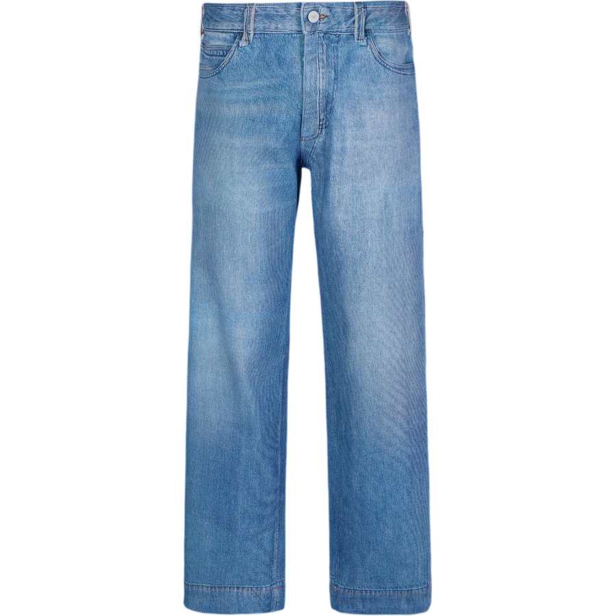 EMPORIO ARMANI Asv Black Capsule Collection Stretch Twill Cotton Bull Jeans With Trompe L'oeil Print