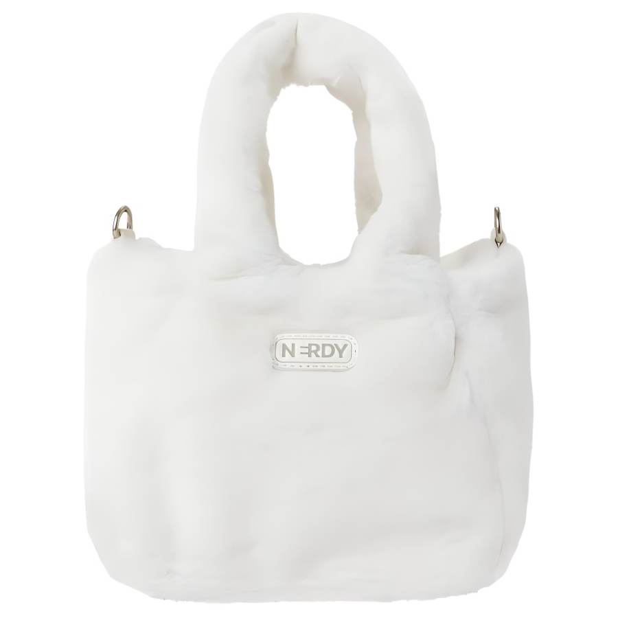 Nerdy Polyester Tote Bag, Shopping Bag, Shoulder Bag, Handbag Women's Ivory