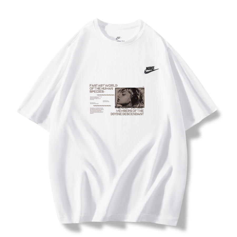 Nike Nike T Shirts Unisex White Caramel Temptation A Crew Neck Moderate Straight Fit