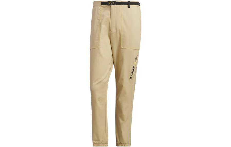 Adidas Adidas National Geographic Co Branded Section Knitted Sweatpants Men's Light Khaki Moderate Tapered Pants