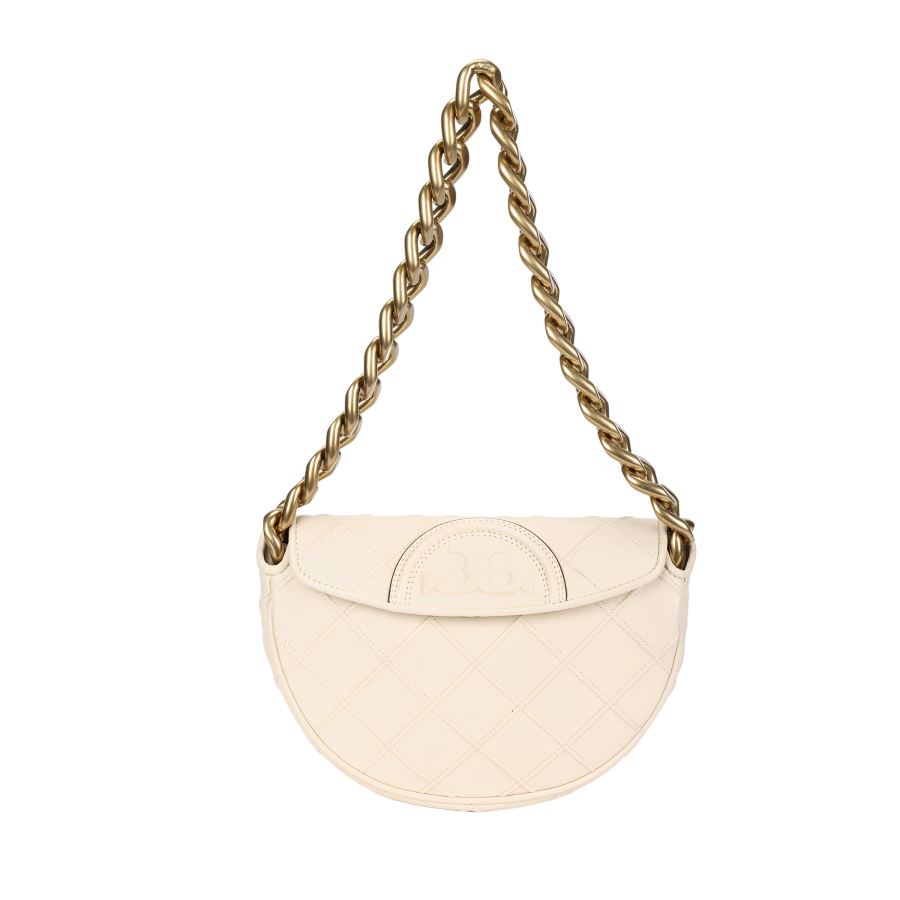 TORY BURCH TORY BURCH Mini Fleming Soft Crescent Bag New Cream