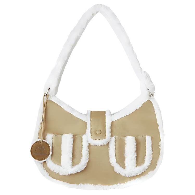 Kirsh BEARPAW Collaboration Polyester Hobo Bag, Handbag, Shoulder Bag Regular Women's Camel