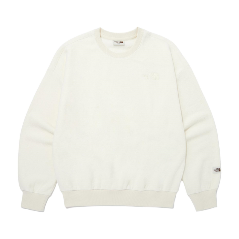THE NORTH FACE Solid Color Crew Neck Fleece Lined Embroidery Long Sleeved Sweatshirt Unisex White