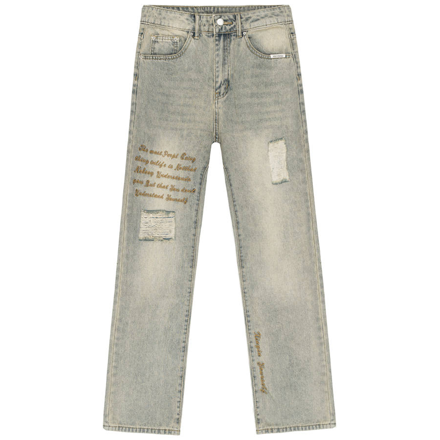 XINYINSU XINYINSU Jeans Unisex Yellow Mud