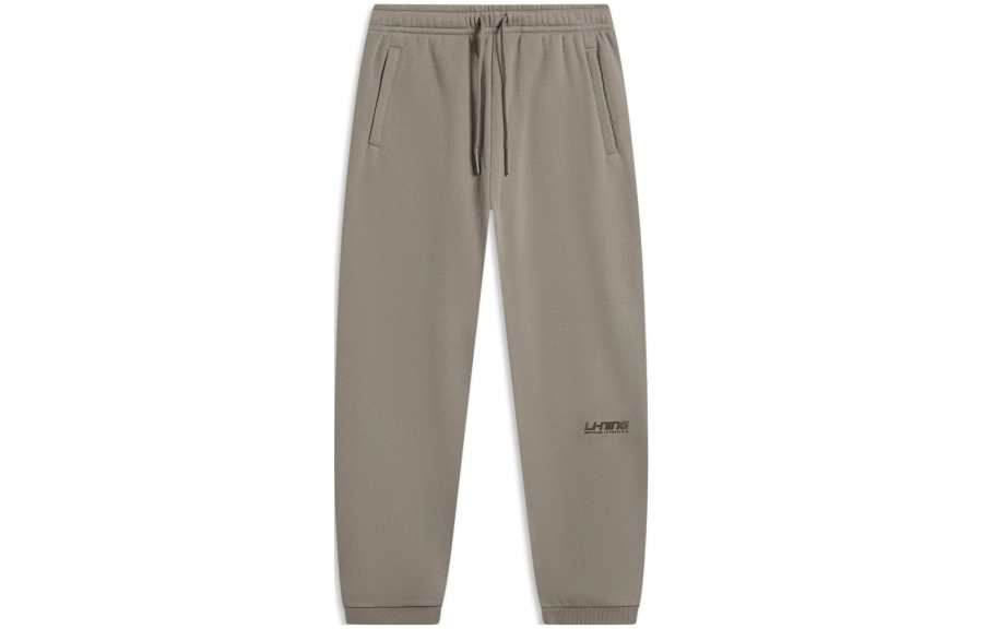 Li-Ning Li Ning Sports Fashion Collection Knitted Sweatpants Men's Brown Rock Brown Thickened Cuffed Pants