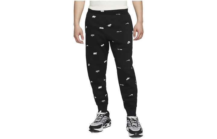 Nike Nike Brushed Back Allover Print Joggers Knitted Sweatpants Men's Black