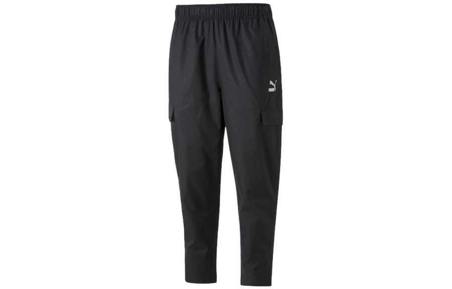 PUMA Knitted Sweatpants Men's Black Moderate Straight Fit Pants