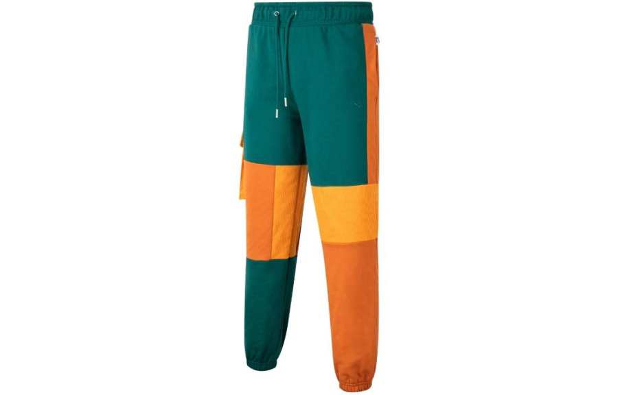 PUMA Knitted Sweatpants Unisex Green Moderate Cuffed Pants