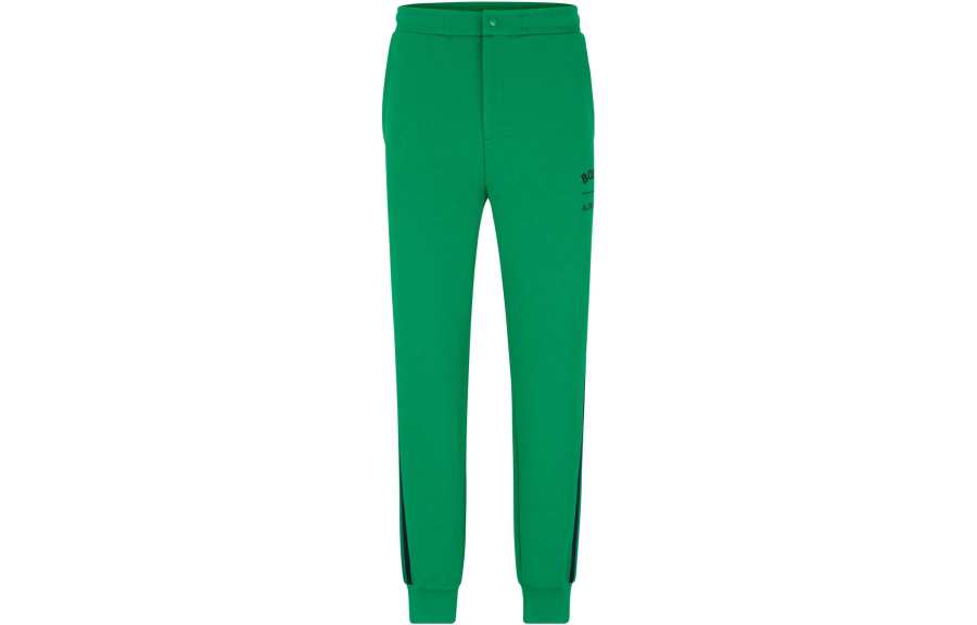 HUGO BOSS Knitted Sweatpants Men's Light Green Moderate Cuffed Pants