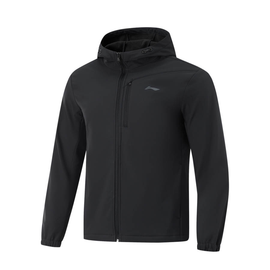 Li-Ning Li Ning Fitness, Athleisure Minimalist Style Solid Color Hooded Zippers Fleece Lined Jackets & Coats Unisex Black