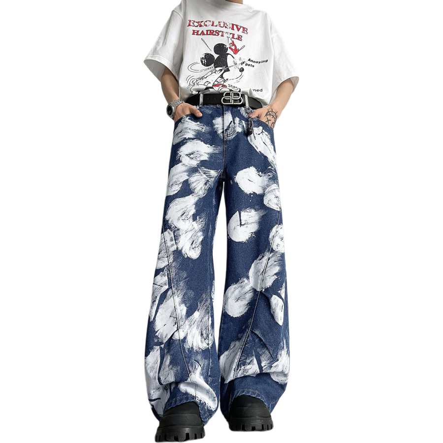 WARNING LIGHT Jeans Unisex Thin Wide Leg Pants
