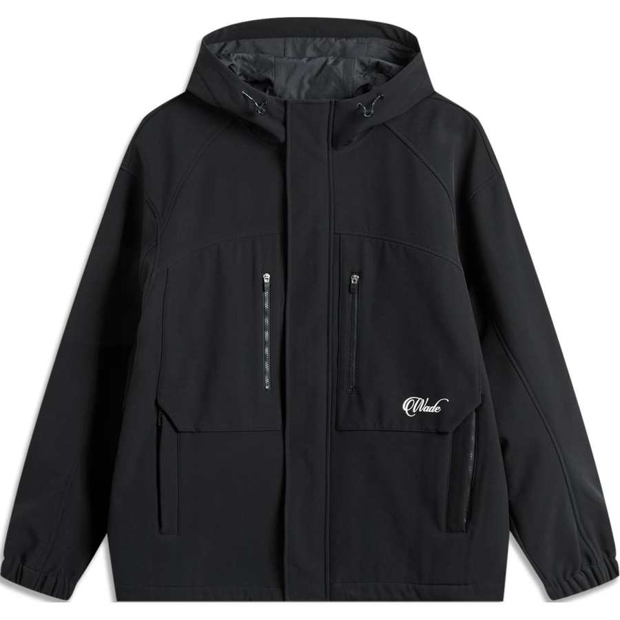 Li-Ning Li Ning WOW Wade Collection, Water Repellent Comfortable Casual Hooded Zippers Letter Print Fleece Lined Trench Coat