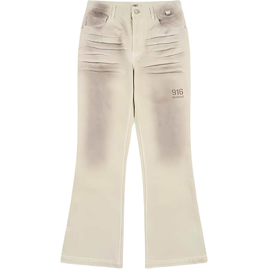 GOOD BAI 916 Jeans Unisex Ecru Moderate Flared Pants