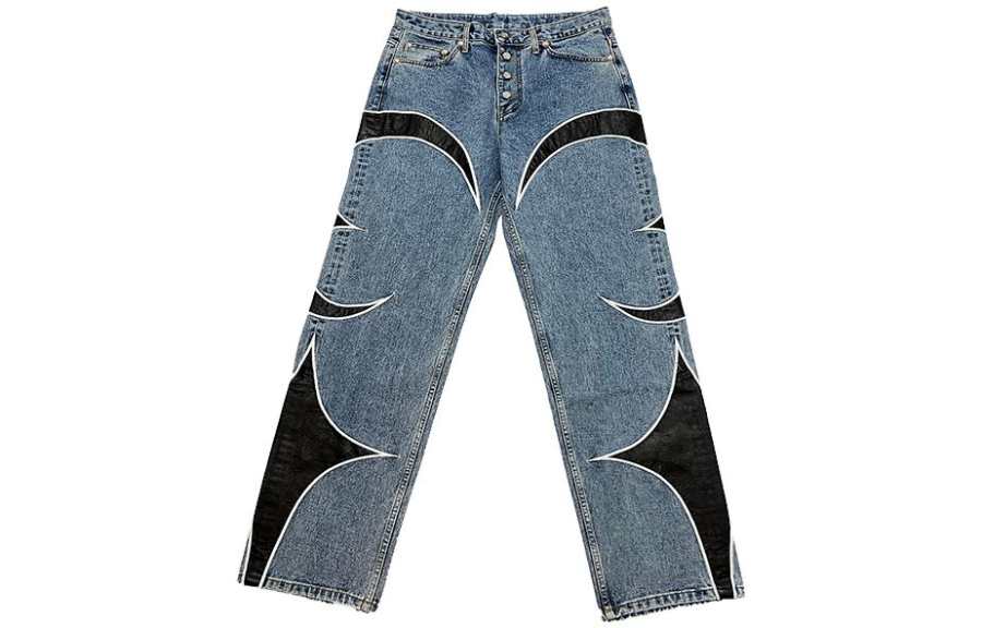 Thug Club leather panelled jeans