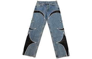 Thug Club leather panelled jeans
