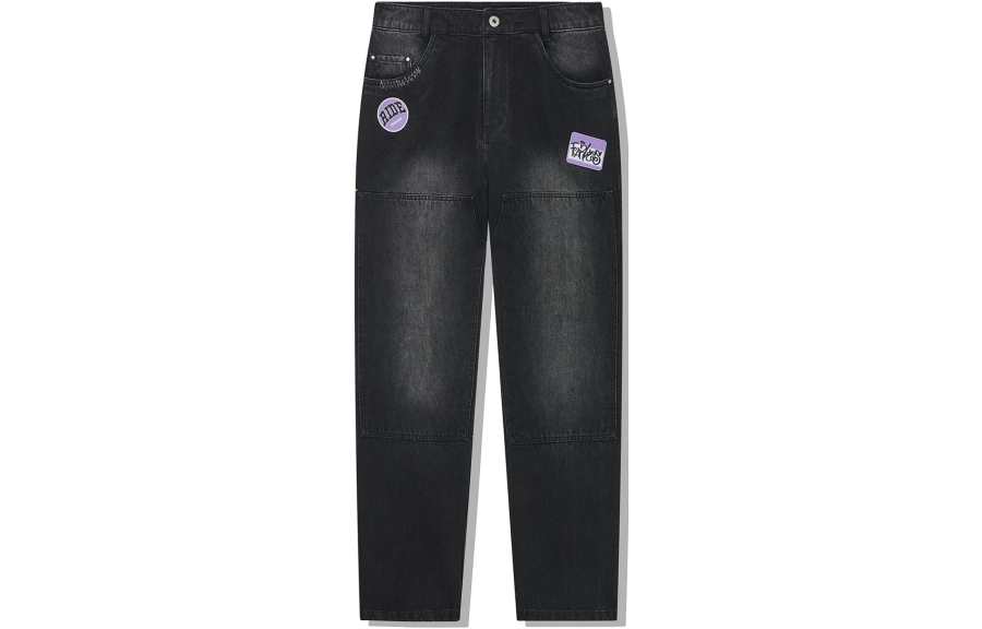 Li-Ning Li Ning Jeans Men's Black Denim Moderate Straight Fit Pants