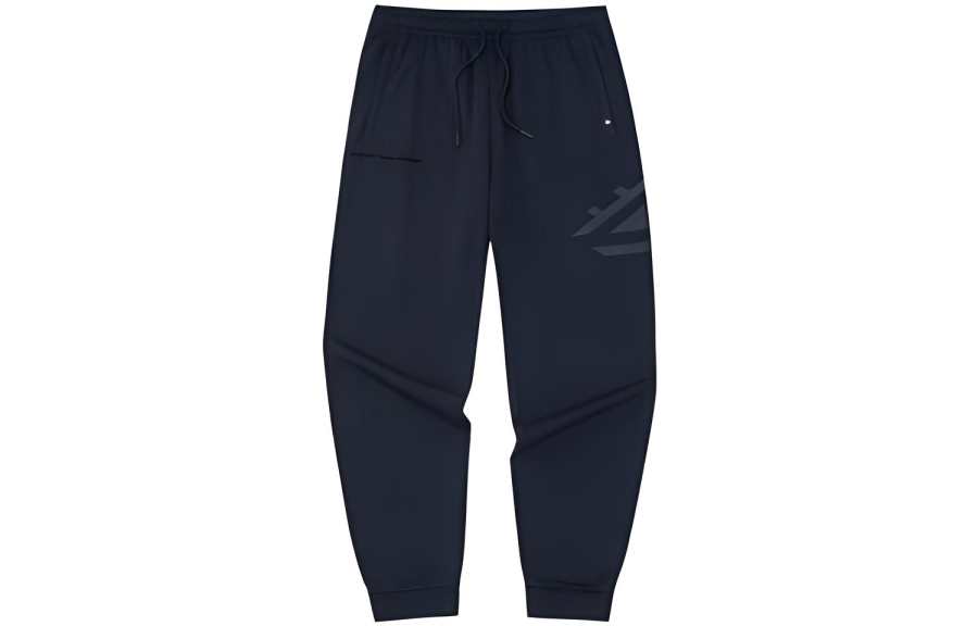 ANTA Basketball Collection Knitted Sweatpants Men's Black Moderate Cuffed Pants