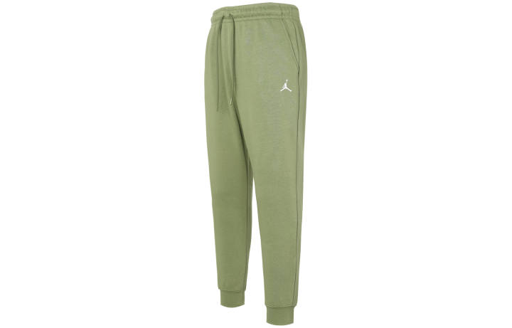 Jordan Jordan Essentials Solid Color Lace Up Casual Elastic Cuff Fleece Lined Knitted Sweatpants Men's Light Olive Yellow