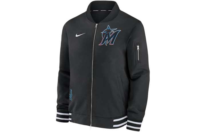 Nike Nike Miami Marlins Authentic Collection Dugout Men's Nike Mlb Full-Zip Bomber Jacket