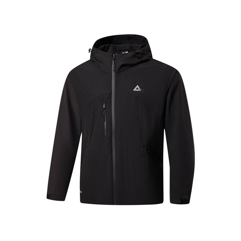 PEAK PEAK Trench Coats Men's Black Crew Neck Moderate