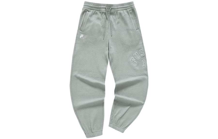 FILA FUSION Knitted Sweatpants Men's Lime Moderate Cuffed Pants