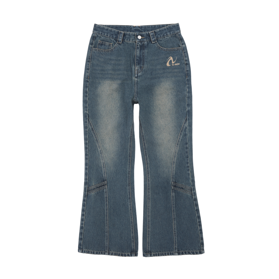 Nerdy Nerdy Jeans Unisex Dark Blue Moderate Flared Pants