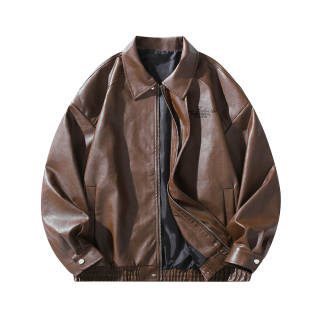 EOOVEN Leather Jackets Unisex Lapel Moderate