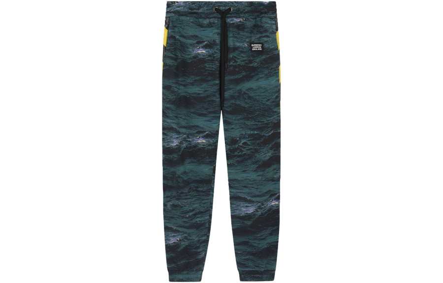 Burberry Tape Detail Sea Print Trackpants