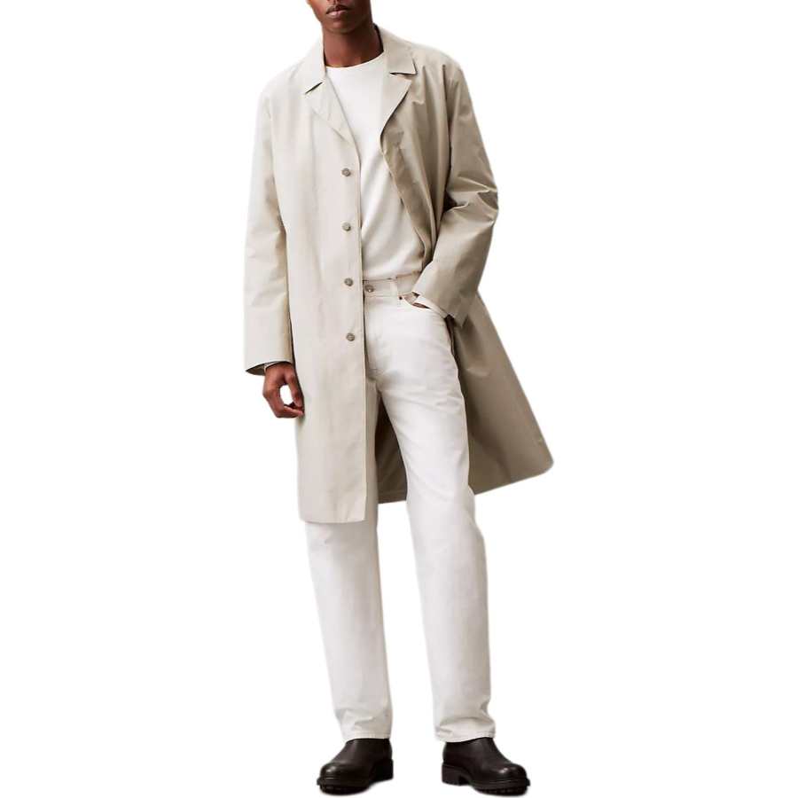 CALVIN KLEIN Trench Coat Men's Stone Color