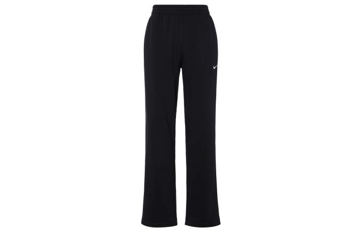 Nike Nike Solid Color Logo Print Fleece Lined Straight Fit Knitted Sweatpants Men's Black