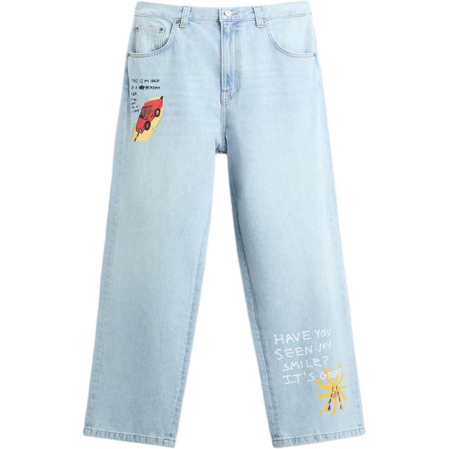 ZARA Jeans Unisex Light Blue Moderate Straight Fit Pants