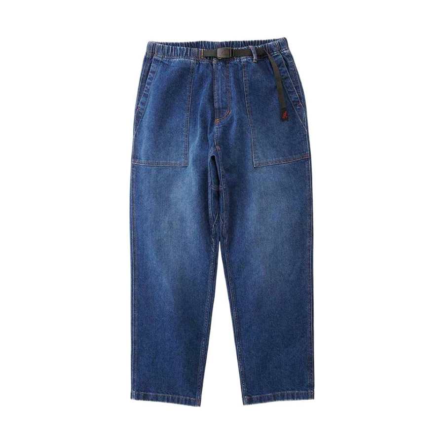 Gramicci elastic-waist belted tapered jeans