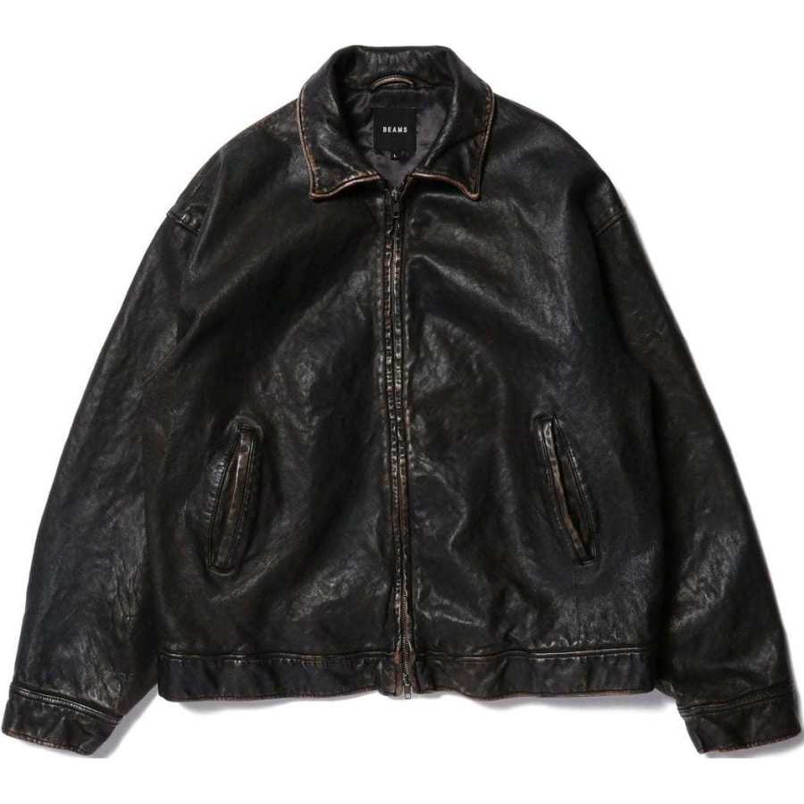 Beams Beams FW24 Leather Jacket Men's Black