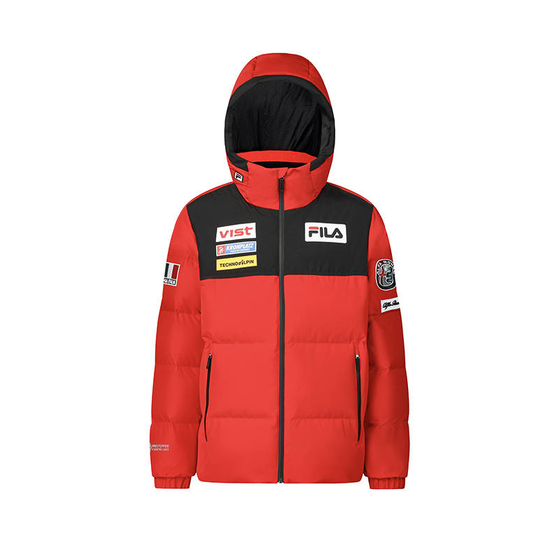 FILA FILA Down Jackets Men's RD Red Hooded Moderate Down Jacket