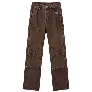 XINYINSU Denim Pants Unisex Coffee