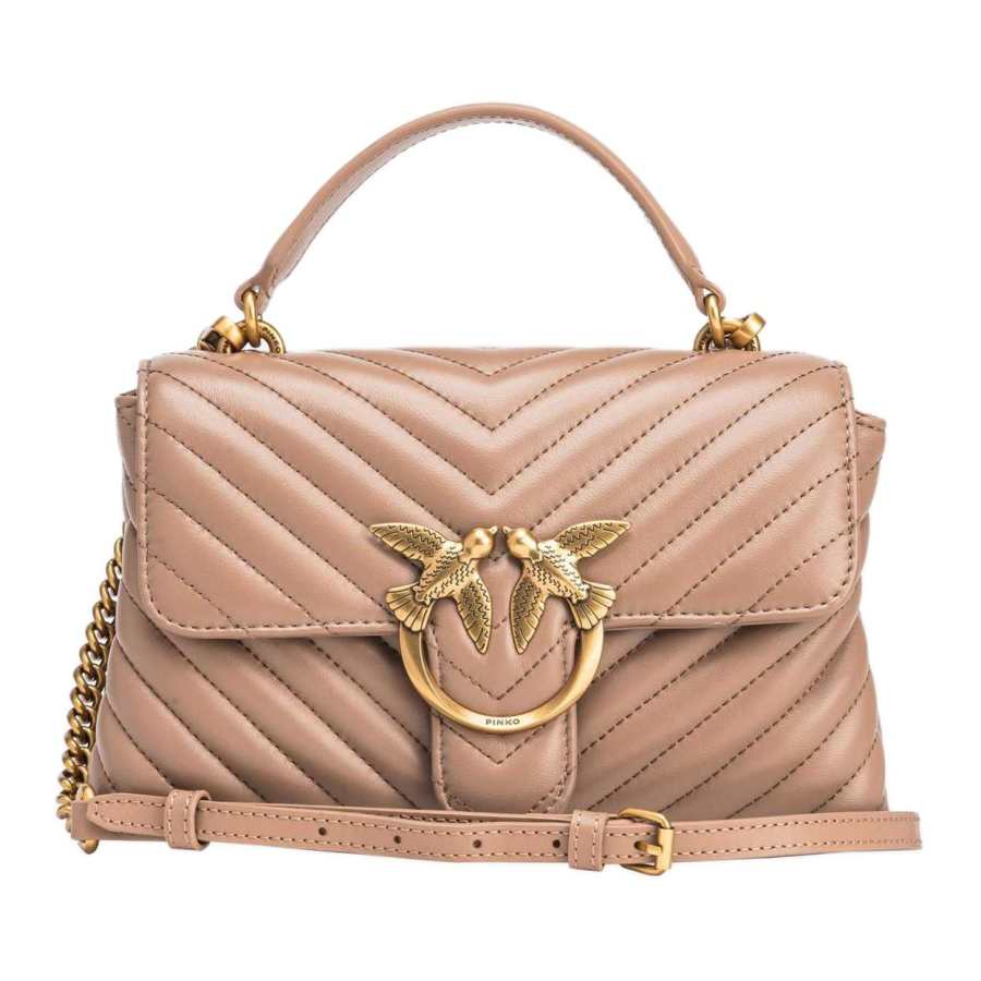 PINKO Love Bag Sheepskin With Cow Leather Shoulder Bag Mini Women's Brown