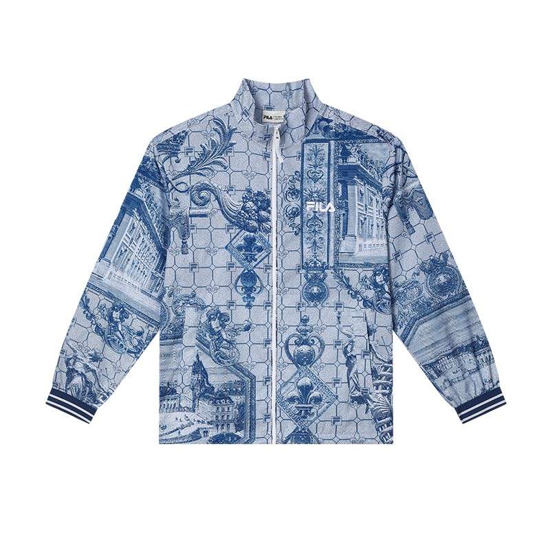 FILA Jackets Men's All Over Print Stand Collar Moderate Workwear